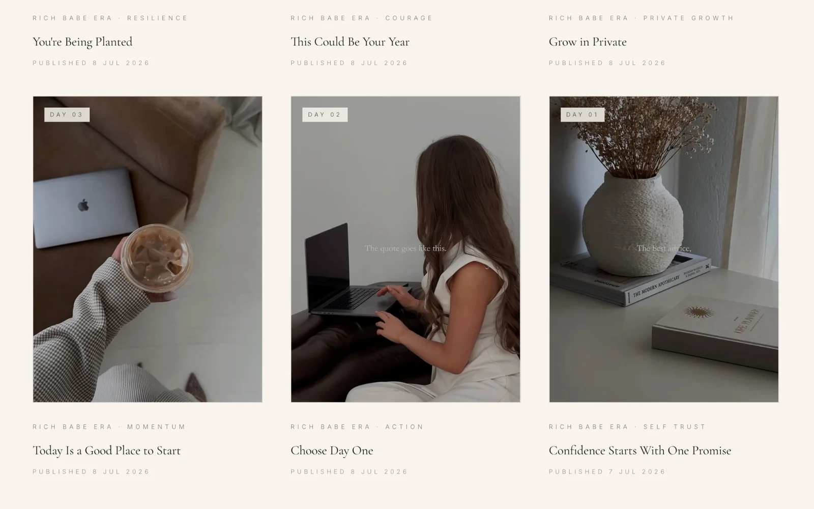 Content library inside Rich Babe Era Creator