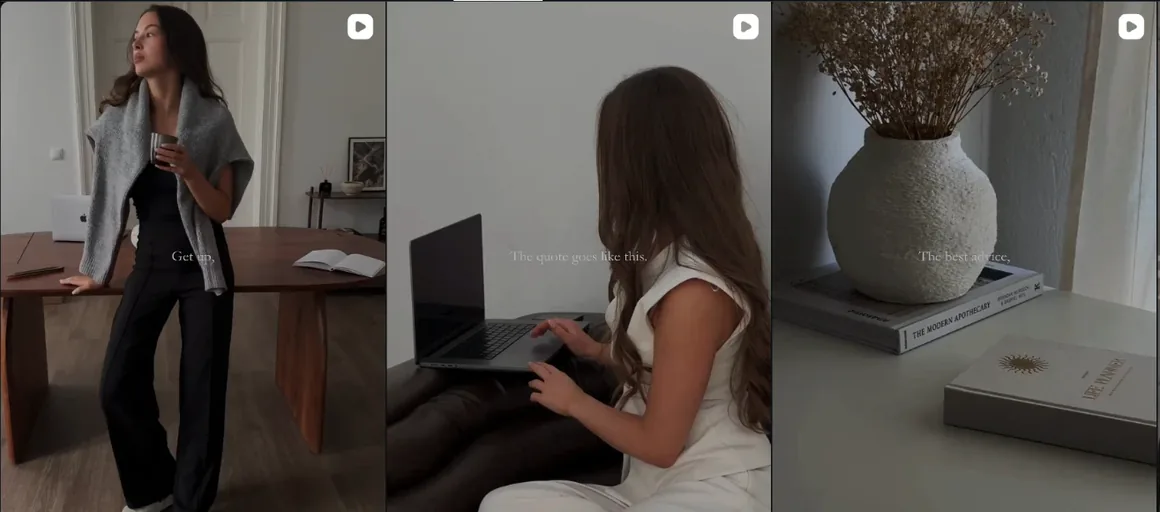 A selection of motivational reels published on the Quiet Resilience Instagram page